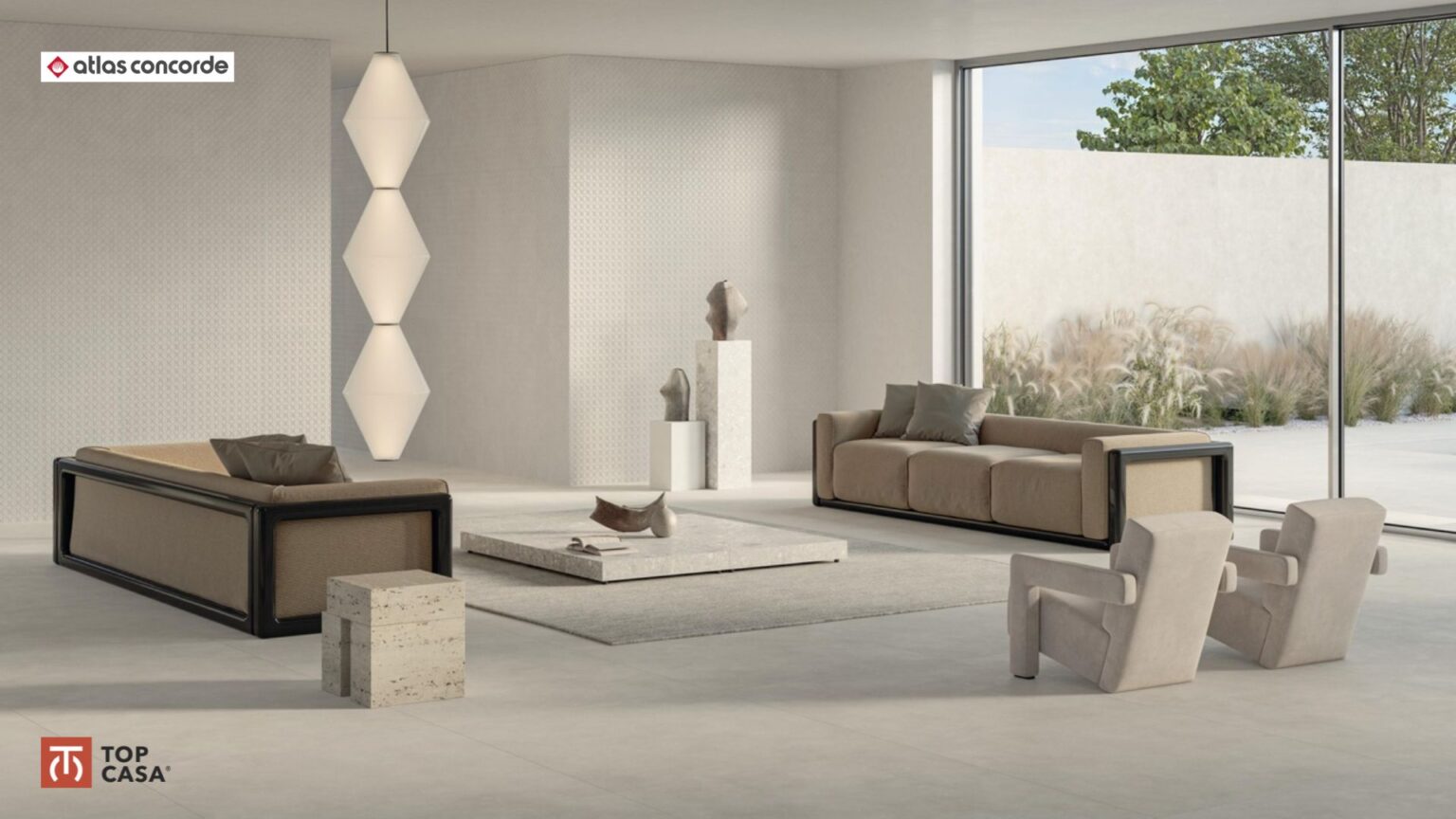 gresie format mare, atlas concorde, gri, living